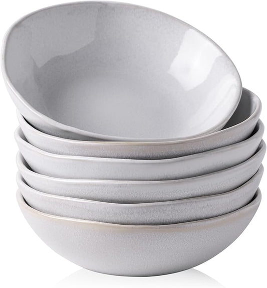AmorArc Ceramic Cereal Bowls Set of 6, 24 oz Handmade Stoneware Bowls Set for Cereal Soup Salad, Stylish Kitchen bowls for Meal, Dishwasher & Microwave Safe, Reactive Color