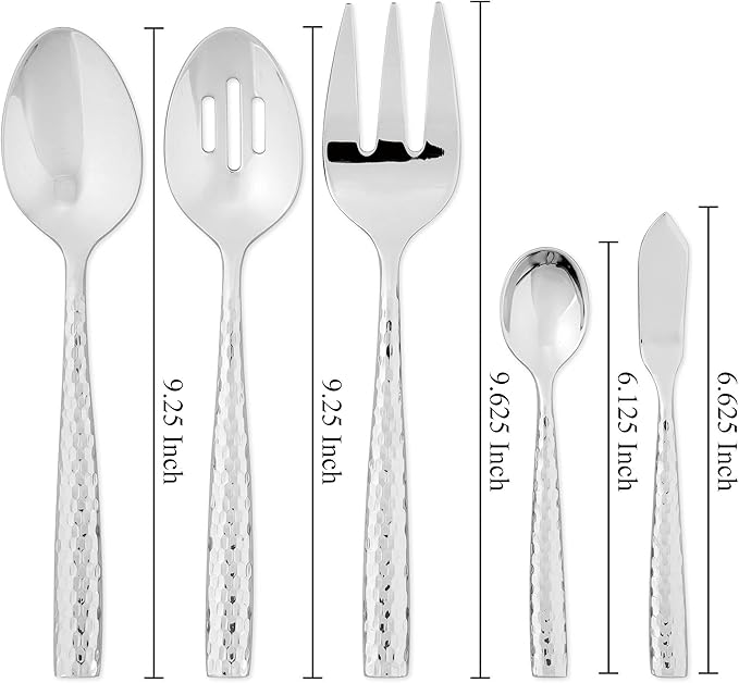 UPware 45-Piece 18/8 Stainless Steel Flatware Set, Service for 8, Include Knives/Forks/Spoons/Teaspoons/Salad Forks/Serving Fork and Spoon, Mirror Polished, Dishwasher Safe (Martello)