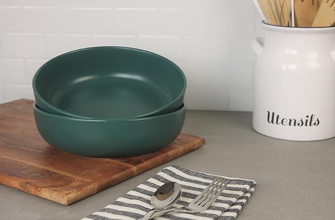 10 Strawberry Street Wazee Matte 9"/48oz Serving Bowl, Set of 2, Emerald Green