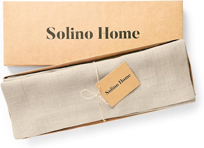 Solino Home 100% Pure Linen Placemats Set of 6 - Flax 14 x 19 Inch Table Place Mats for Christmas, New Year - Sonoma, Machine Washable