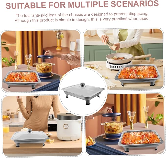 PRETYZOOM Stainless Steel Buffet Plate Serving Tray Cover Portion Control Plate for Lunch