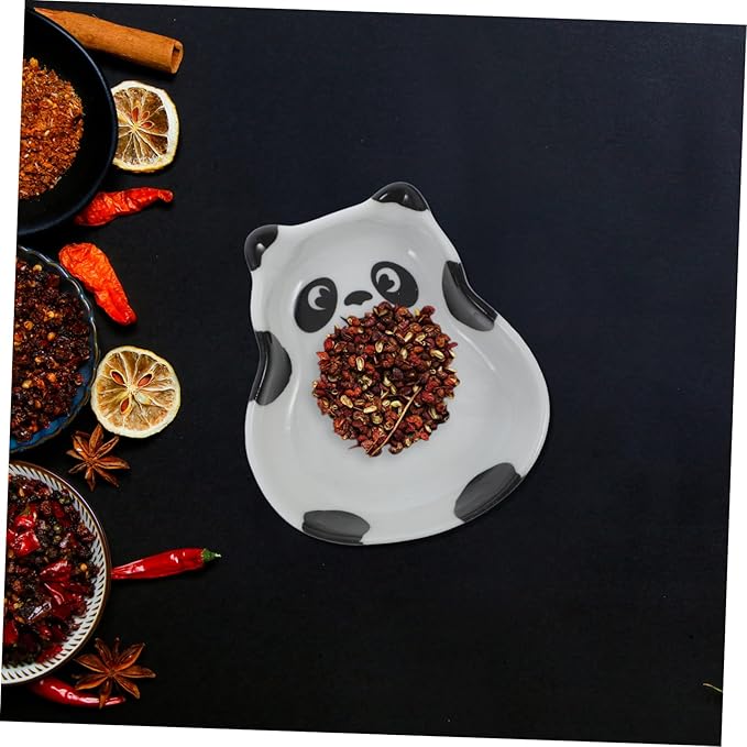 2pcs Ceramic Panda Plates Dipping Sauce Dishes for Sushi Soy Sauce Appetizers Bowl Plates for Kitchen
