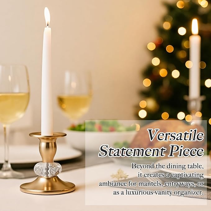 Candlestick Holders Taper Candle Holders, Candle Stick Candle Holder for Table Centerpiece, Wedding Reception, Festive Christmas Mantel Decoration or Home Decor(Silver, 6 Sets(12 Pcs))