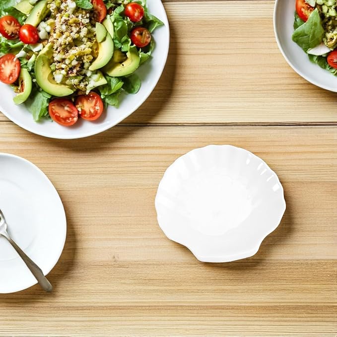 UPKOCH 4Pcs Ceramic Shell Plate Scallop Sea Shell Dinner Plates Dessert Appetizer Salad Dishes Sushi Serving Platter 4inch