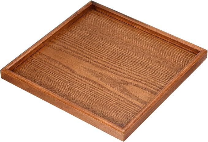 PATIKIL Wood Serving Tray 12 Inch, Square Decorative Platter for Home Decor Kitchen Table Candle Holder, Brown