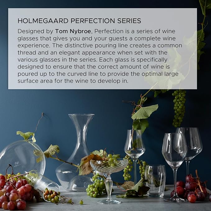 Holmegaard Perfection White Wine Glass, Clear, 7.9" H x 3.1" D, 10.8 oz, Set of 6, Designed by Tom Nybroe, Gift Box Included