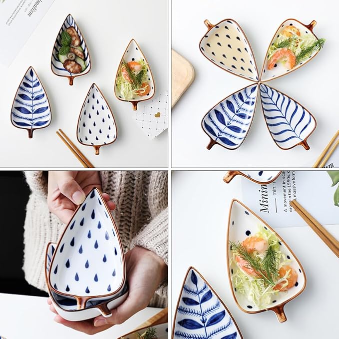 Mobestech 3pcs Ceramic Sauce Dish Random Style Seasoning Plates for Appetizers for Home Catering Anti-slip Design and Versatile for Sauces and Spices