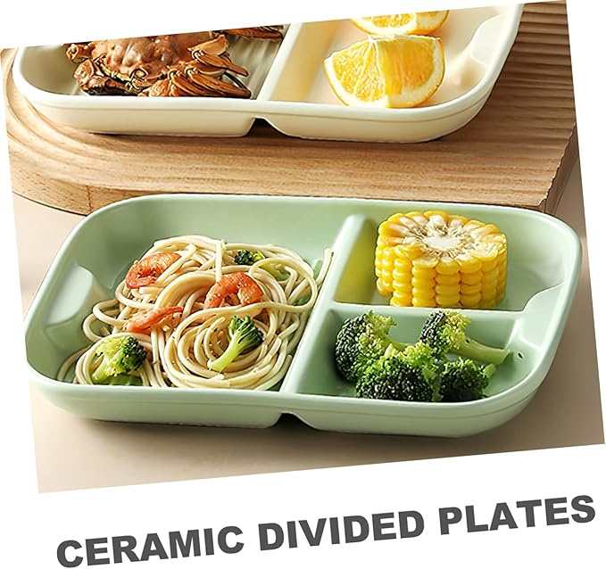 Divided Plate Ceramic Serving Tray Boys and Girls Tableware Breakfast Dish Multi-functional Easy to Clean