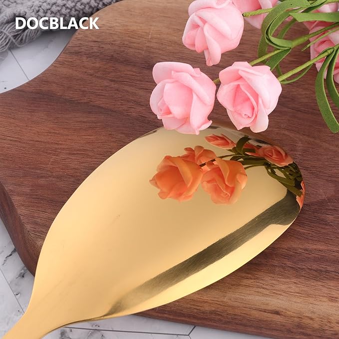 DOCBLACK 13 Inch Serving Spoons Set, Heavy Duty Stainless Steel Buffet Spoons with Long Handle for Kitchen, Restaurant, Party, Dishwasher Safe (Gold, 4PCS 13 inches)