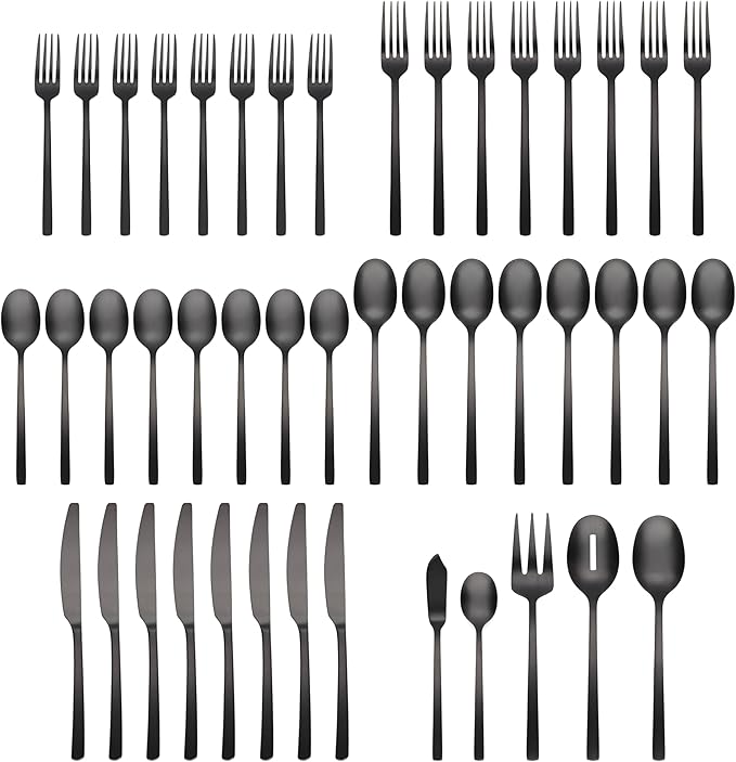 Cambridge 286645CKW13 Beacon Black Satin 45-Piece Flatware Set