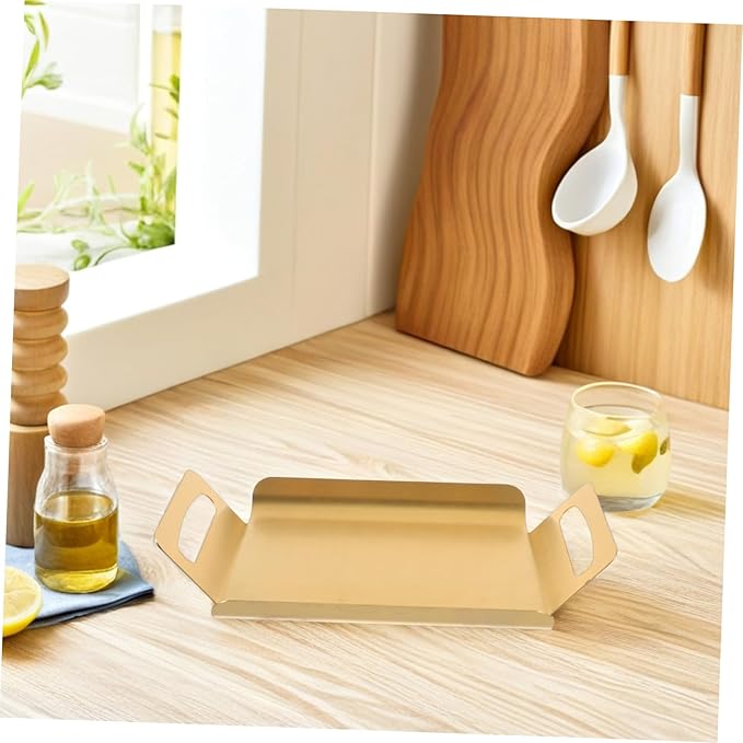 Decorative Stainless Steel Serving Tray with Handles Thickened Buffet Platter for Parties and Events Elegant Design for Snacks Desserts Tea