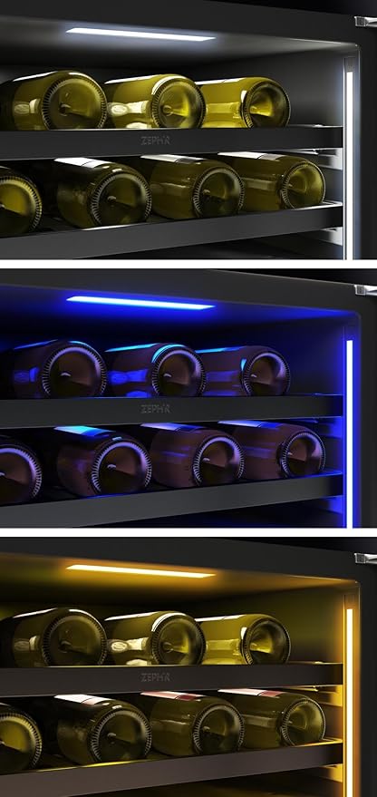 Zephyr PRW24C02C Presrv 24 Inch Wide 45 Bottle Capacity Built-In/Free Standing Dual Zone Wine Cooler with Vibration Dampening System - Black Stainless Steel
