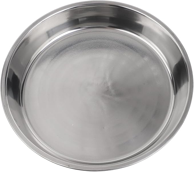 Stainless Steel Round Cake Plate, Rust-Proof Flat Serving Tray for Desserts and Pastries, Silver Non-Tip Baking Dish(28cm)