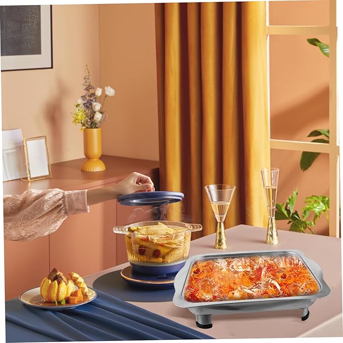 Ciieeo Buffet Foods Holder Stainless Steel Food Tray with Lid Rectangular Serving Dish for Buffet Catering and Parties Easy to Clean and for Entertaining