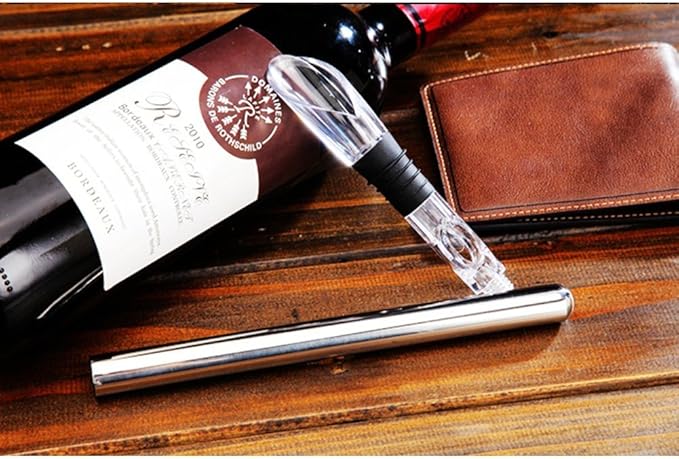 Wine Chiller Ice Red Wine Bottle Stainless Steel Cooler Chiller Stick Container Freezer 3 in 1 with Aerator and Pourer Wine Accessory (1)