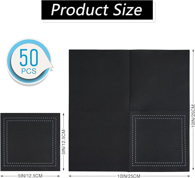 50 Pack Black Cocktail Napkins Disposable - Linen Feel 5x5 Inch Premium Dessert Napkins for Weddings, Parties, Birthdays, Anniversary, Suitable for Restaurants, Bars, Reception, Home Events