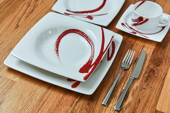 Red Vanilla Paint It Red 20 Piece Dinner Set, 1, White