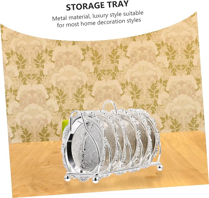 Decorative Silver Mini Snack Plates with Rack Stylish Serving Tray for Fruits Desserts and Appetizers Kitchen Dining Room and Parties