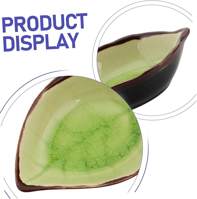 4pcs Leaf-shaped Ceramic Sauce Dishes Multi-use Porcelain Appetizer Plates for Jam Ketchup and Dessert Elegant Crackle Glaze Design for Parties and Home Dining