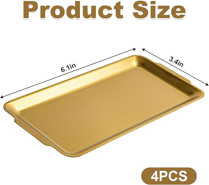 3pcs Stainless Steel Serving Tray,12.6" Rectangular Serving Platters for Kitchen,Ottoman Dish for Buffet Service，Golden