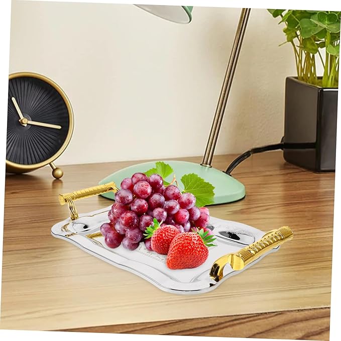 Vintage Stainless Steel Serving Tray Elegant Decorative Platter for Fruits Snacks and Appetizers Ktvs Restaurants and Hotels and Stylish Design Silver