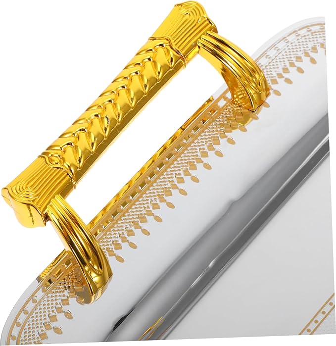 Alipis Vintage European-Style Double-Handled Serving Tray Steel Plate Fruit Tray for Hotel and Restaurant Use for Snacks and Desserts