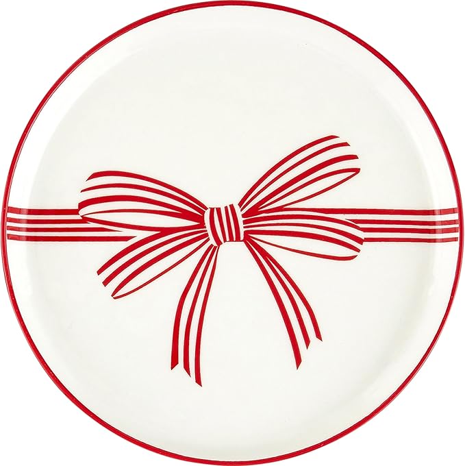 THINGS REMEMBERED Set of 4 Red Bow Appetizer Plates