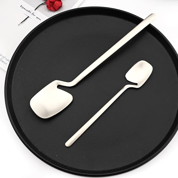 24-Pieces Hangable & Cute 18/10 Stainless Steel Flatware Set, Matte Cutlery Set Kitchen Dinnerware Include Knife/Fork/Spoon/Teaspoon Service for 6, Silver