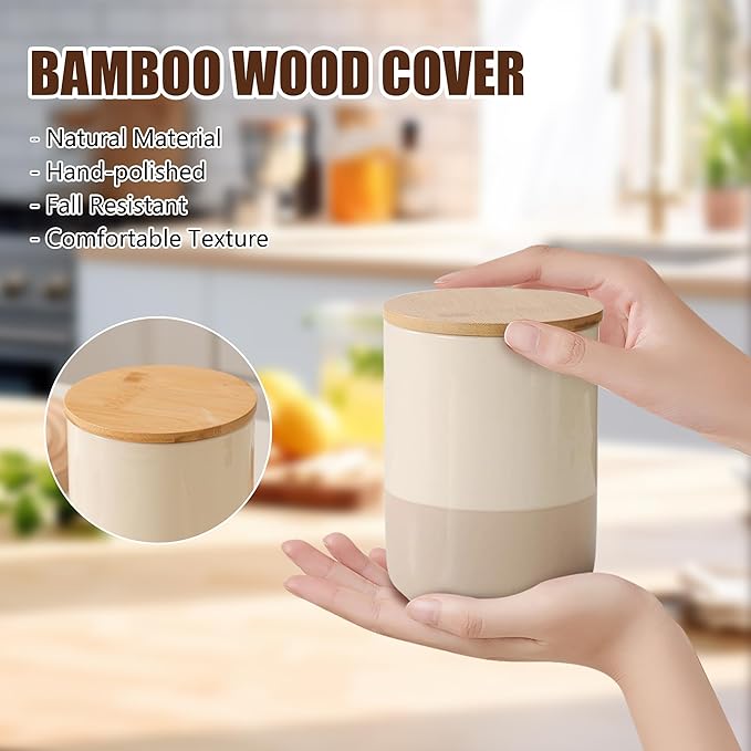 Ceramic Canister with Airtight Seal Lid, Kitchen Canisters for Countertop, Large Food Storage Jar for Flour, Coffee Bean, Sugar, Tea, Spices and More, Home Decor (1300ml/43.96oz)