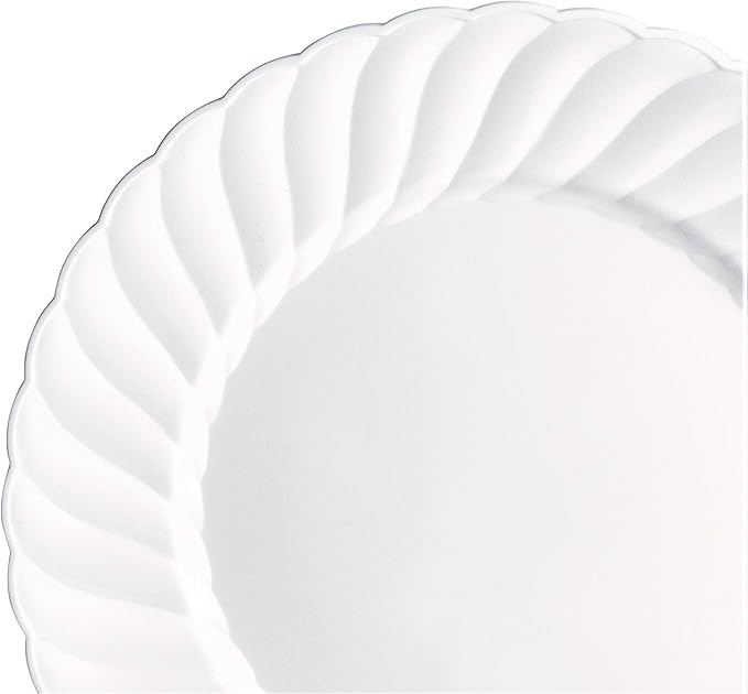 " OCCASIONS " 80 Plates Pack,(40 Guests) Premium Vintage Wedding Party Disposable Plastic Plates Set -40 x 10.5'' Dinner + 40 x 7.5'' Salad/Dessert(Blossom Plain White)