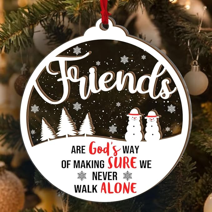 Jesuspirit Mr and Mrs Ornament - Wedding Gifts for Couples 2025, Bride, Groom, First Christmas Married Ornament, Bridal Shower Gifts (Friends are God's Way So We Never Walk Alone)