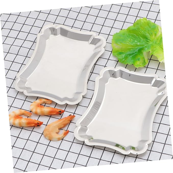 Ciieeo 2pcs Snack Trays for Party Large Serving Tray Stainless Steel Dessert Plate