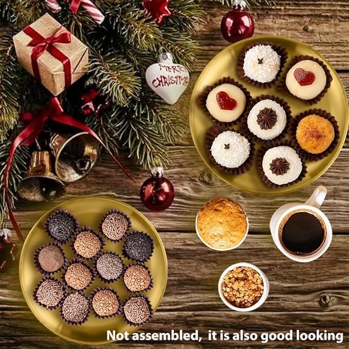 2 Set Stainless Steel Cupcake Stand, Gold Metal Serving Tray Cake Holder Cake Display Stand for Holiday Dessert Table Decorations Birthday Party Wedding