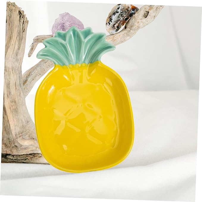 VOSAREA 2pcs Pineapple Shape Sauce Plate Ceramic Condiment Dish Reusable Plates Italian Seasoning Small Dish for Sauce Seasoning Snacks