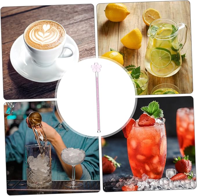 Flower Glass Stirring Rod Heat Resistant Glass Muddler for Coffee Milk and Juice Drinks for Cocktails and Beverages