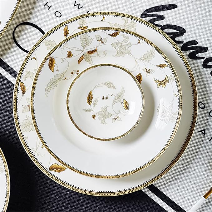 56 Pieces of European Tableware Bowls Plates Ceramic Sets Tableware Sets Kitchenware Sets