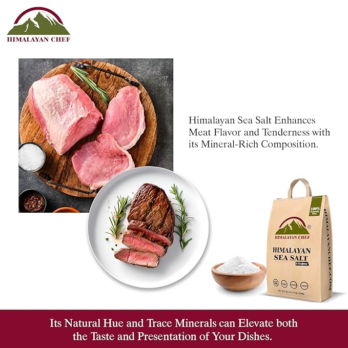 Himalayan Chef Sea Salt Coarse Grain, 5 lb Bag - Pure, Natural, Kosher, Non-GMO, Mineral-Rich, for Cooking, Seasoning, Baking, Grinder Refills