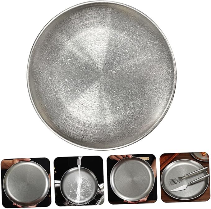 Mobestech Stainless Steel Old Style Bbq Plate Serving Tray for Steak Fruits Snacks