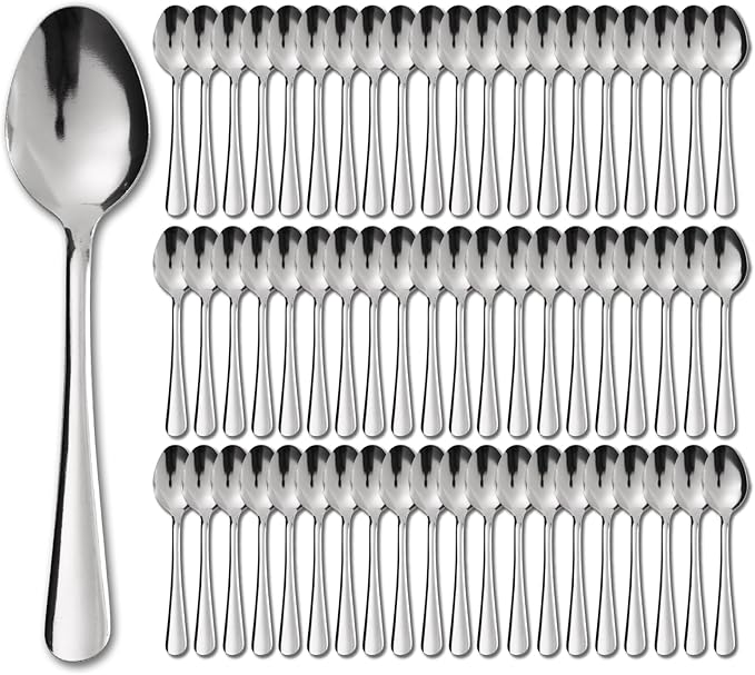 120 PCS Dinner Spoons Set - Windsor Stainless Steel Dinner Spoon 7.1 Inch with Dishwasher Safe Dessert Spoons, Metal Dessert Spoon, Silverware for Home, Kitchen or Restaurant