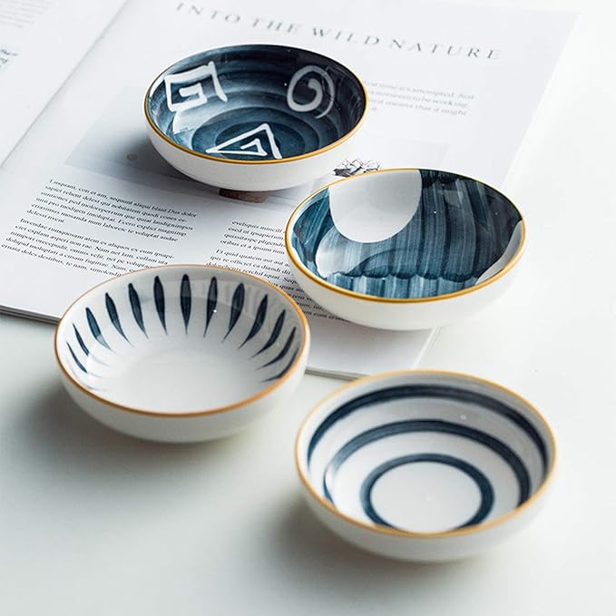 Dipping Sauce Dish Dipping Bowl Appetizer Plates 4pcs Household Round Ceramic Sauce Dish Soy Sauce Dipping Bowls Appetizer Plates Side Dishes Serving Dish Japanese Style Dinnerware Set Dipping Sauce B