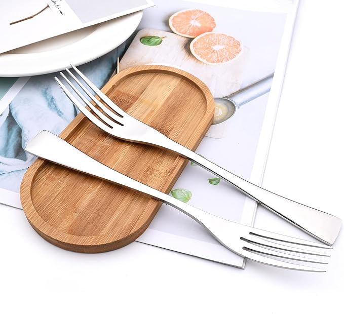 24-Piece 304 Silverware Set, Mirror Polish Serving Flatware Cutlery Set Include Steak Knife Fork Spoon, Wedding Kitchen Restaurant Utensils Daily Use, Service For 4, Silver