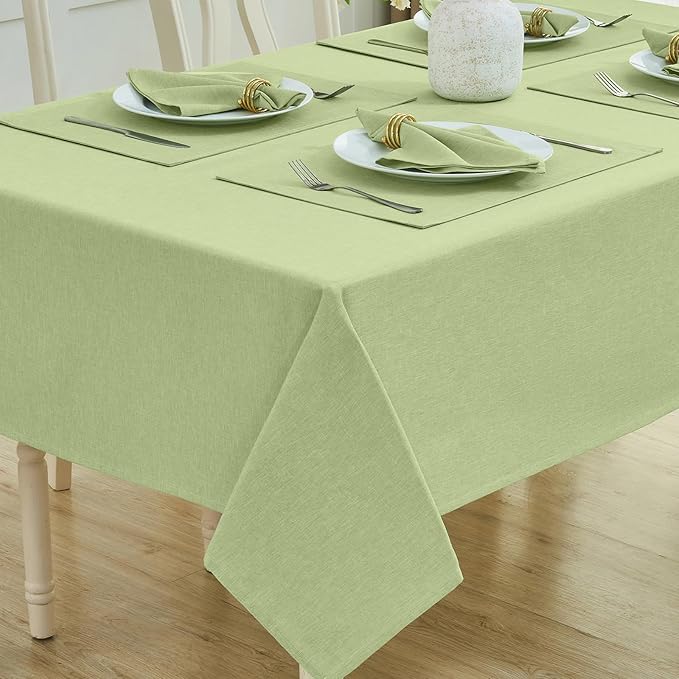 Rectangle Table Cloth Linen Farmhouse Stainproof Waterproof Washable Polyester Oblong Rectangular Fabric Table Cover for Kitchen Dining Dinner(Mint Green/60x84 Inch)