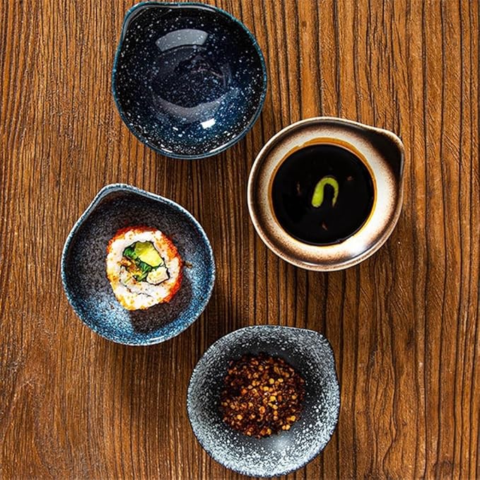 Appetizer Plates Home Restaurant Dip Dish Seasoning Dish Soy Sauce Vinegar Dish Ceramic Sushi Snack Seasoning Bowl for Condiment(Yao Hei)
