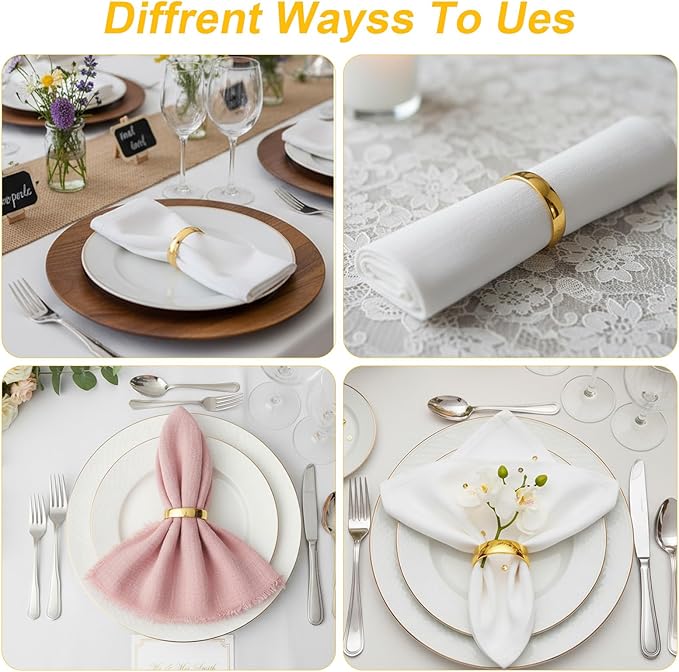 40Pcs Zinc Alloy Napkin Rings, Festival Metal Napkin Ring Holders, Gold Modern Serviette Buckles, Semicircle Metallic Adornment for Table Settings Kitchen Dinner Party Wedding