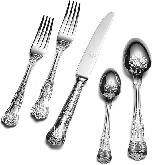 40 Piece Silverware Set for 8, 18 10 Stainless Steel flatware Set, Antique vintage cutlery set, Knife fork spoon, Heavy Duty Dishwasher Safe OTW PAVILION