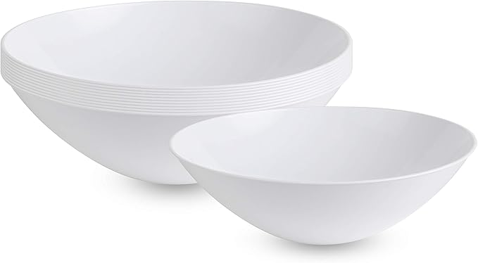 [16 OZ 40 Count] White Plastic organic Party Soup bowls Premium heavyweight Elegant Disposable Tableware Dishes