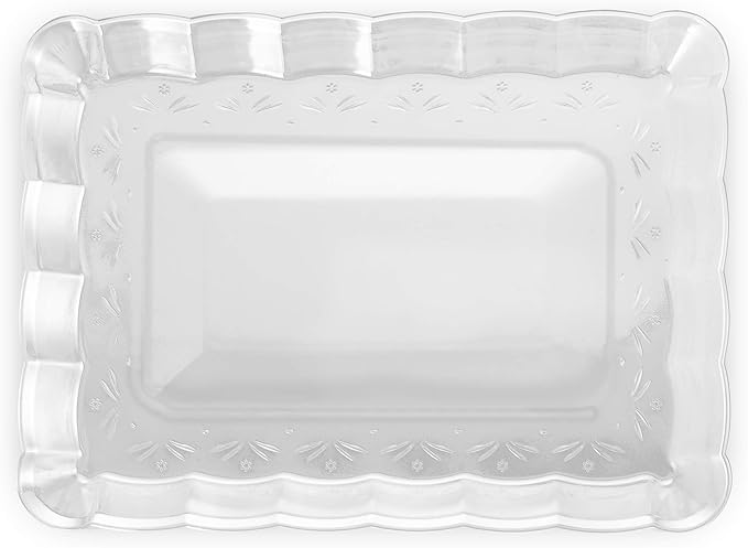 Plasticpro Plastic Serving Trays - Serving Platters Rectangle 9X13 Disposable Party Dish 8 Clear