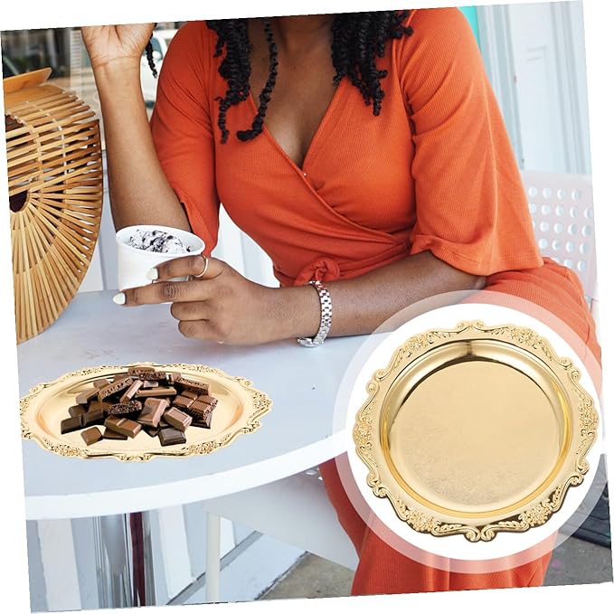 Elegant Gold Serving Tray Large Party Serving Platter Snack Plate for Events Decorative Trays