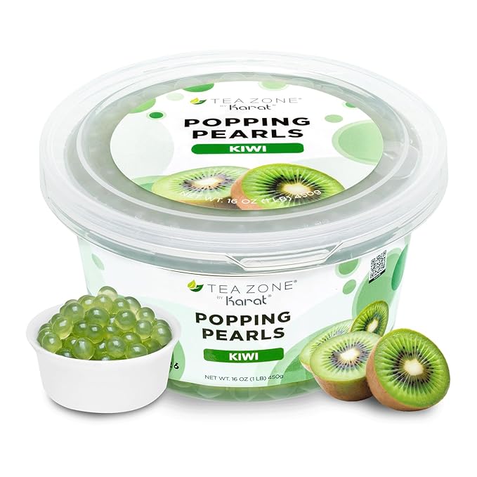 Tea Zone [1 Pound] Kiwi Popping Pearls, Bursting Pearls for Teas, Shakes, Smoothies, Dessert Toppings