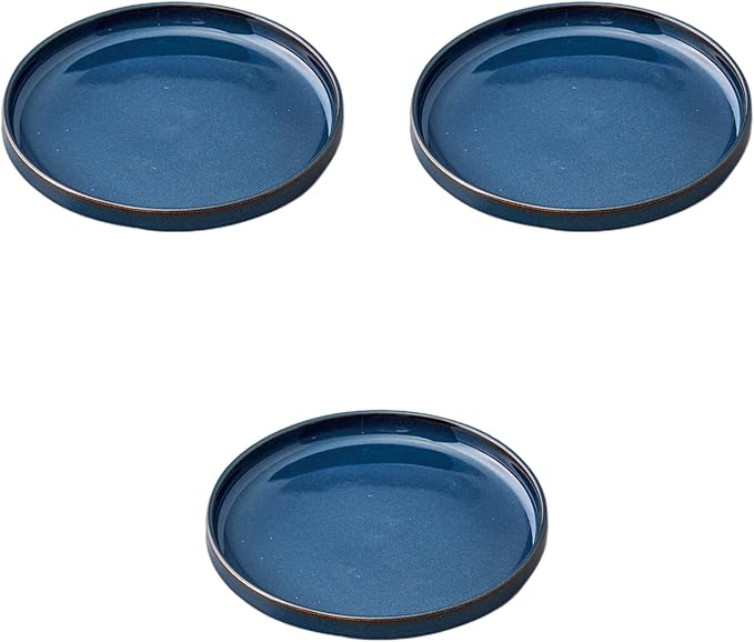 Set of 3, JM Style 6.1 inch (15.5 cm) Stack Plate, Blue, 6.2 x 1.0 inches (15.8 x 2.5 cm) | Medium Plate, Ceramic, Setomonohonpo,